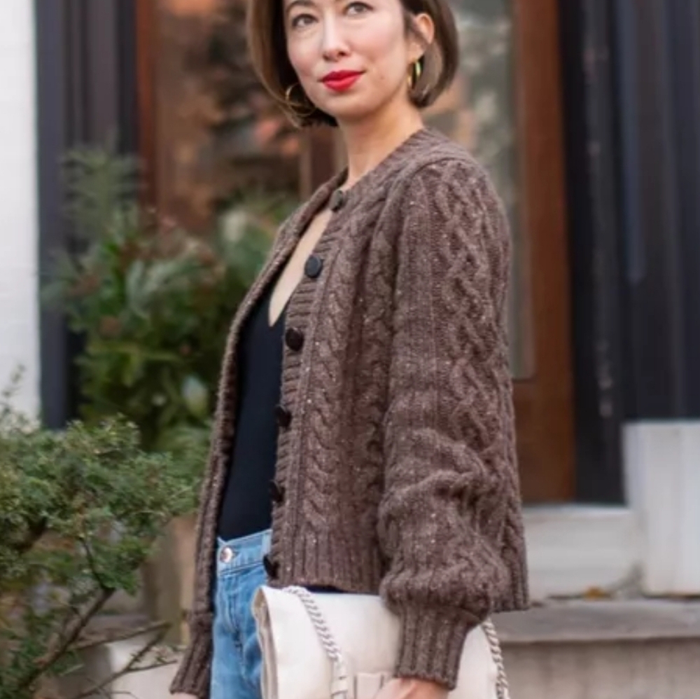 NWT Sezane Andina Sweater Sezane Cardigan Chunky Cable Knit Braided Knit Jumper - Picture 5 of 16